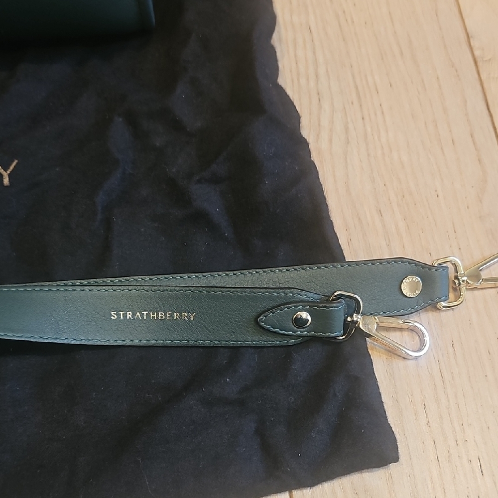 Strathberry Midi Dark Green Leather Tote - Picture 3 of 12